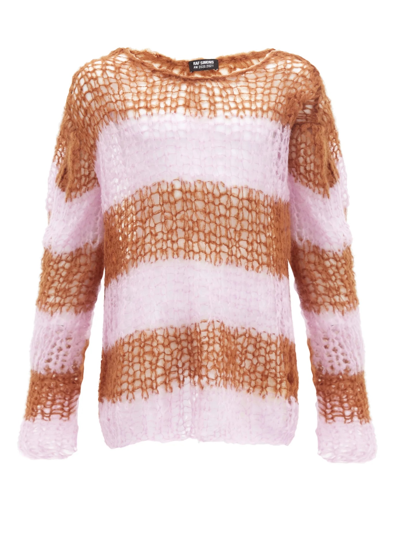 Striped oversized open-knit sweater - 1