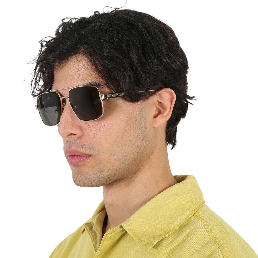 Gucci Grey Navigator Men's Sunglasses GG0529S 001 60 - 2