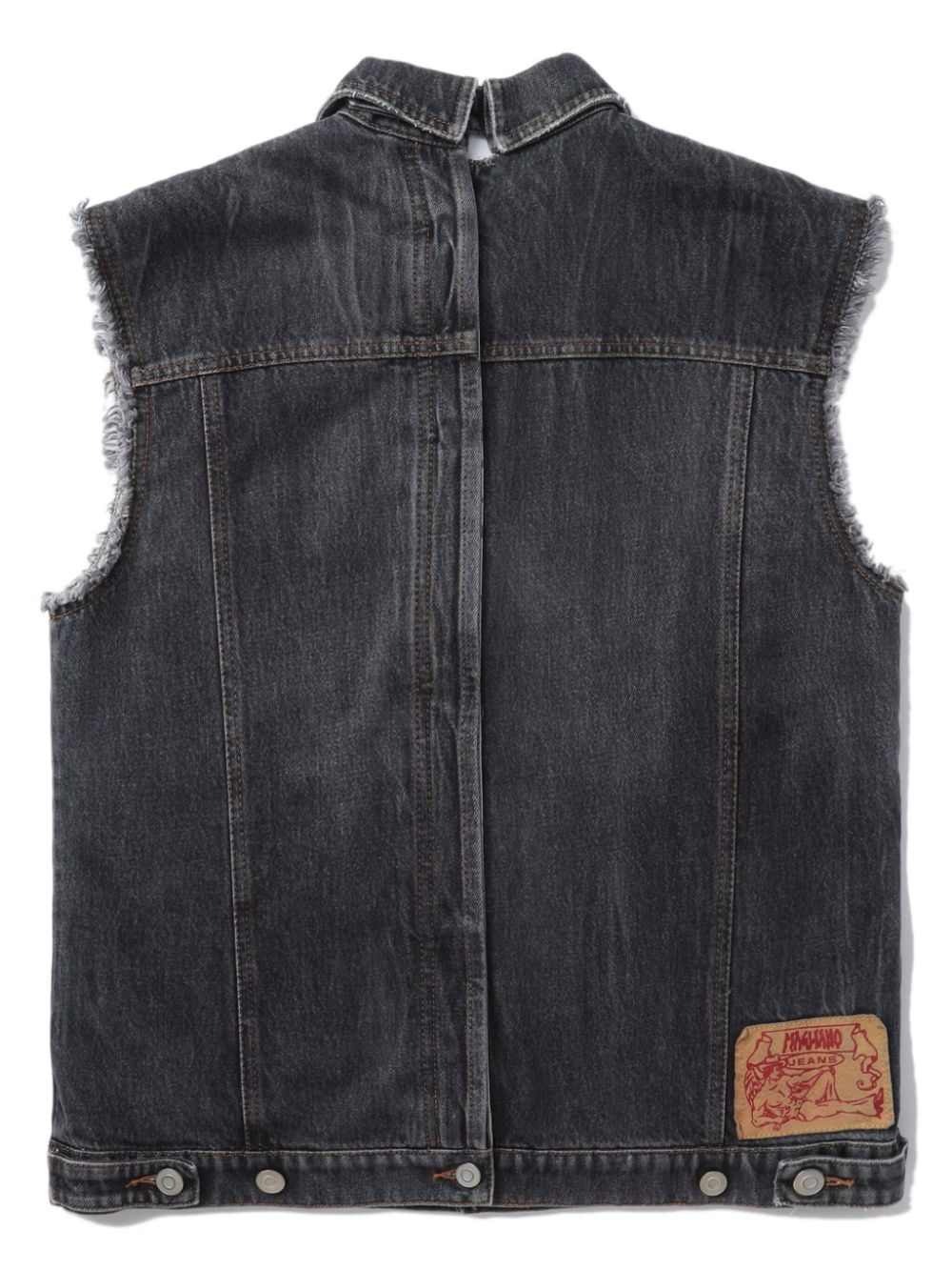 raw-edge denim vest - 8