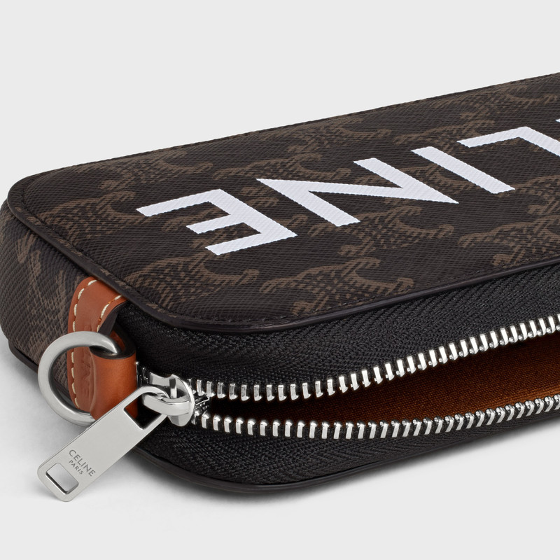 Horizontal pouch in Triomphe canvas with celine print 4