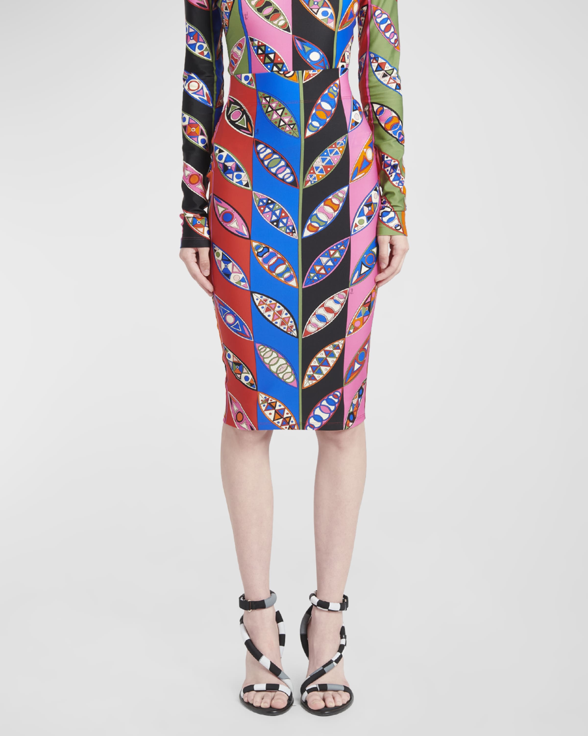 Abstract-Print Fitted Skirt - 2