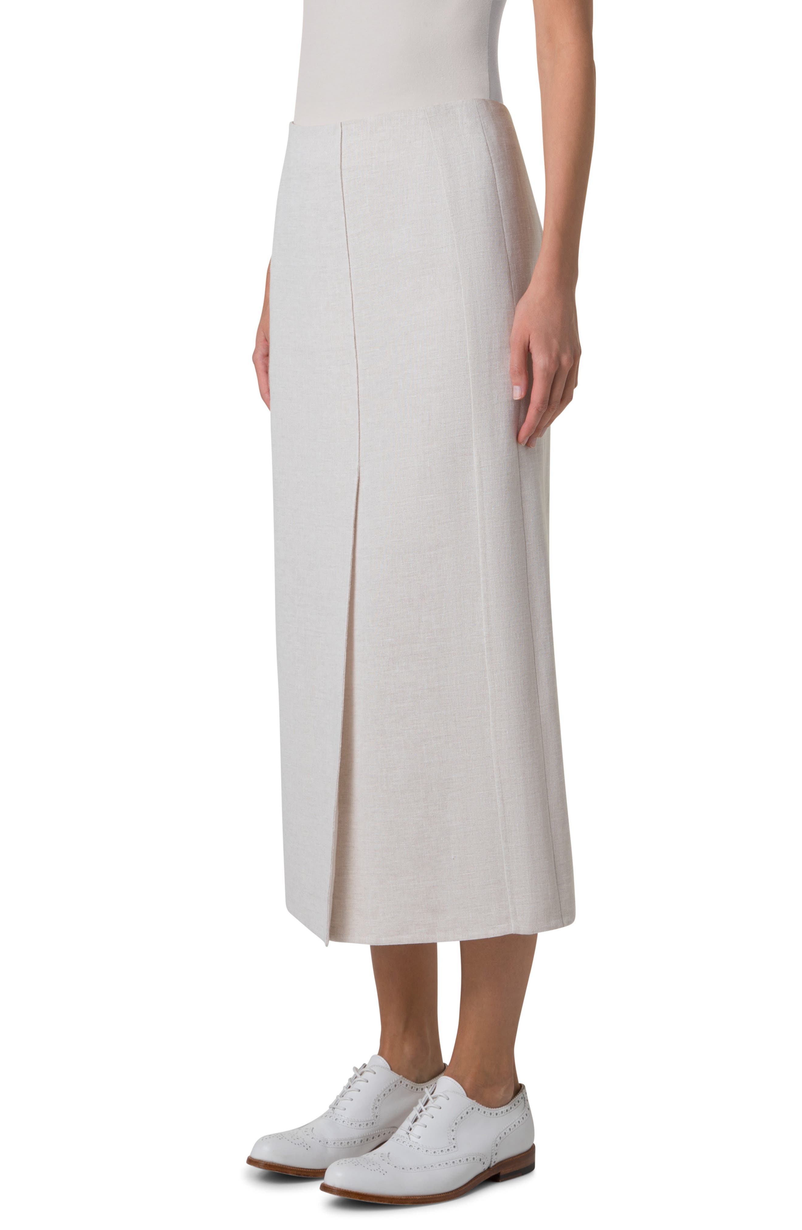 Akris Double Face Linen Blend Pencil Skirt in Greige at Nordstrom - 3
