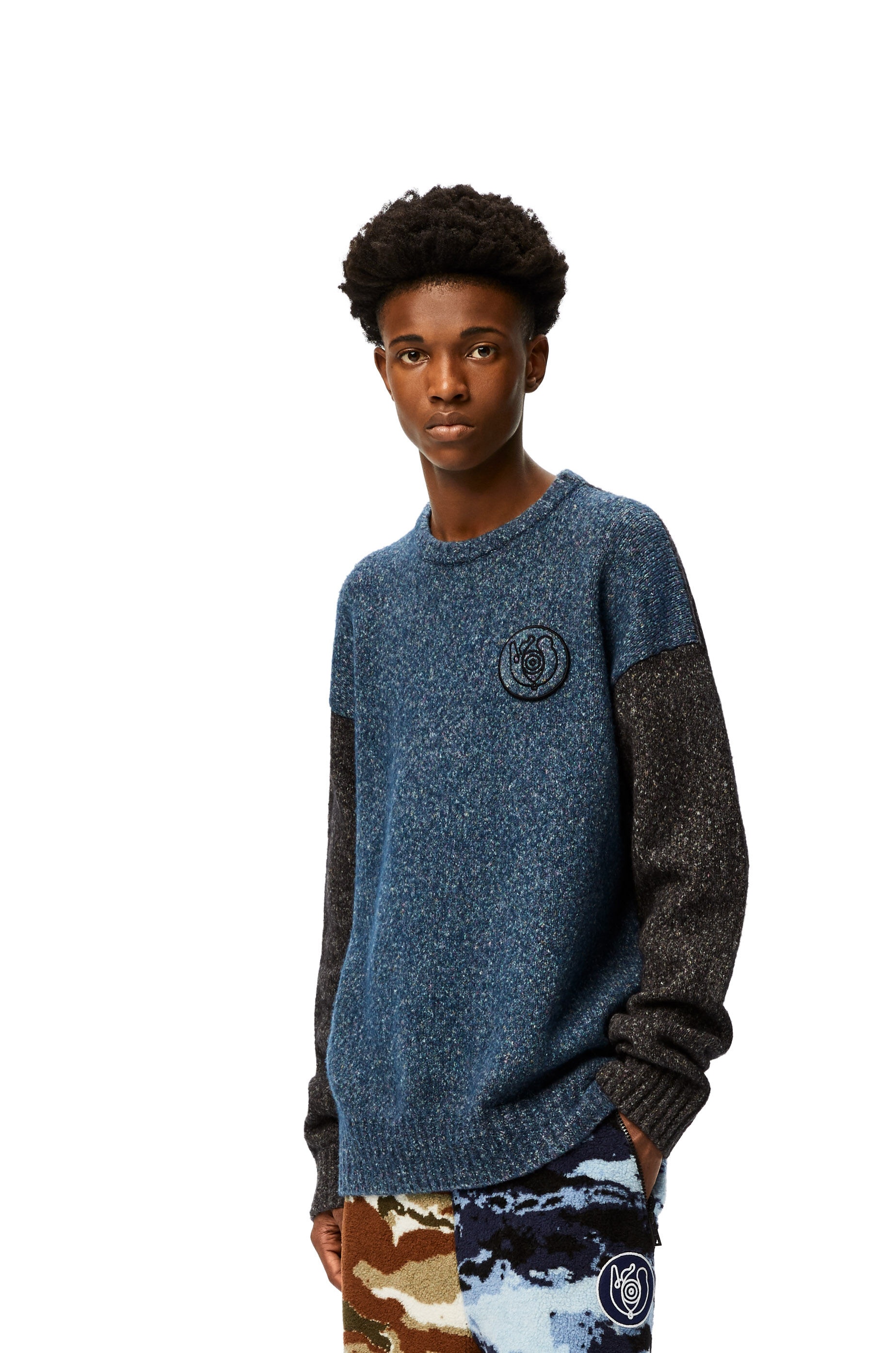 Crewneck sweater in cotton and wool - 3