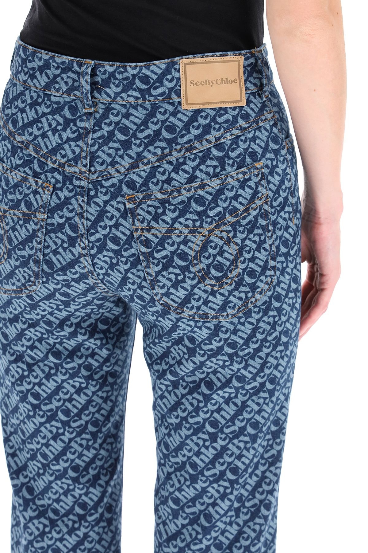 MONOGRAM PRINT JEANS - 5