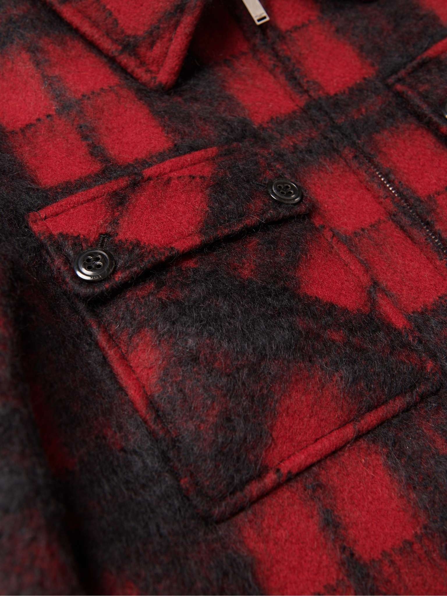 Checked Brushed Wool-Blend Overshirt - 3