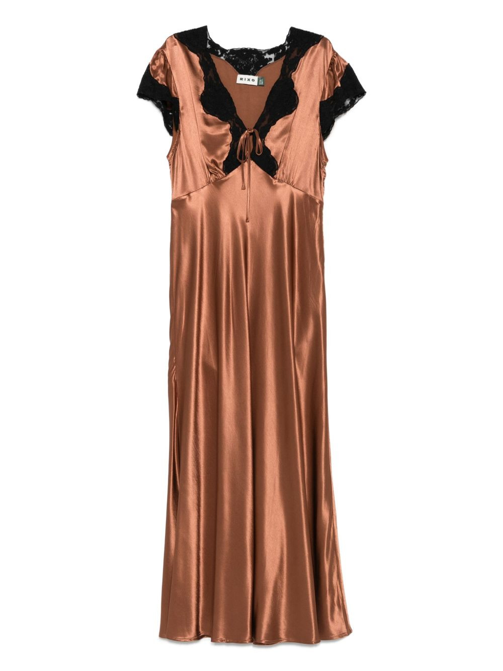 Amari lace-trimmed satin dress - 1