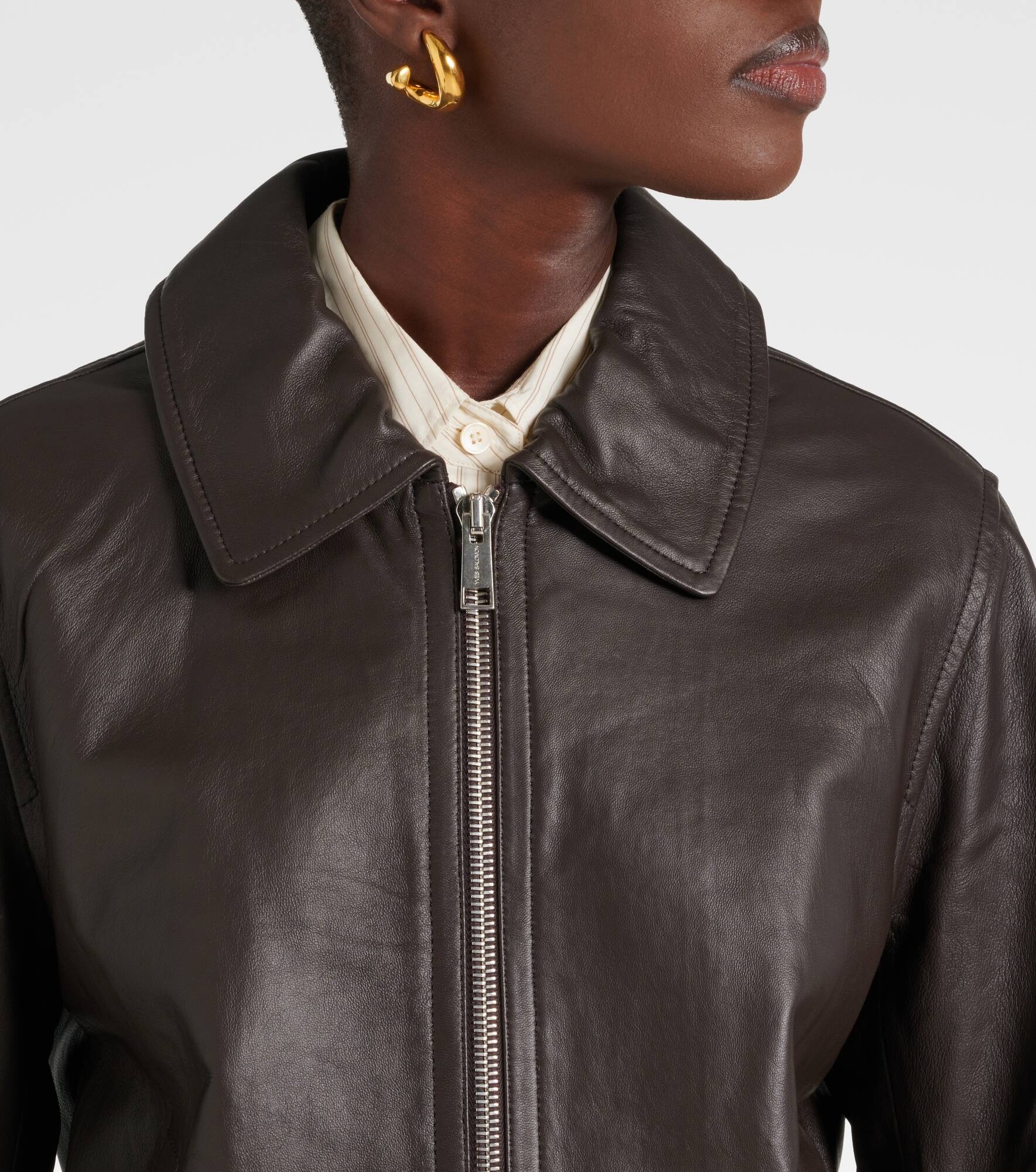 Leather bomber jacket - 4