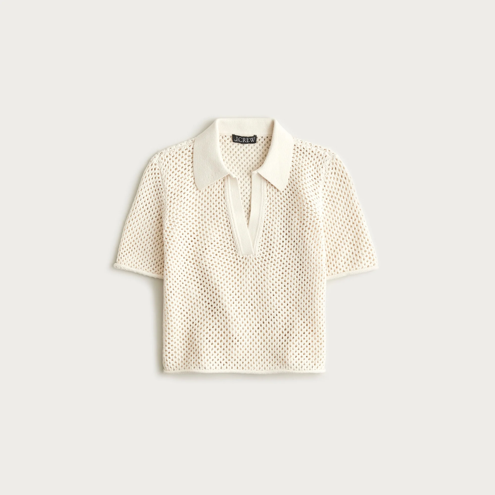 Crochet beach polo shirt in cotton - 1