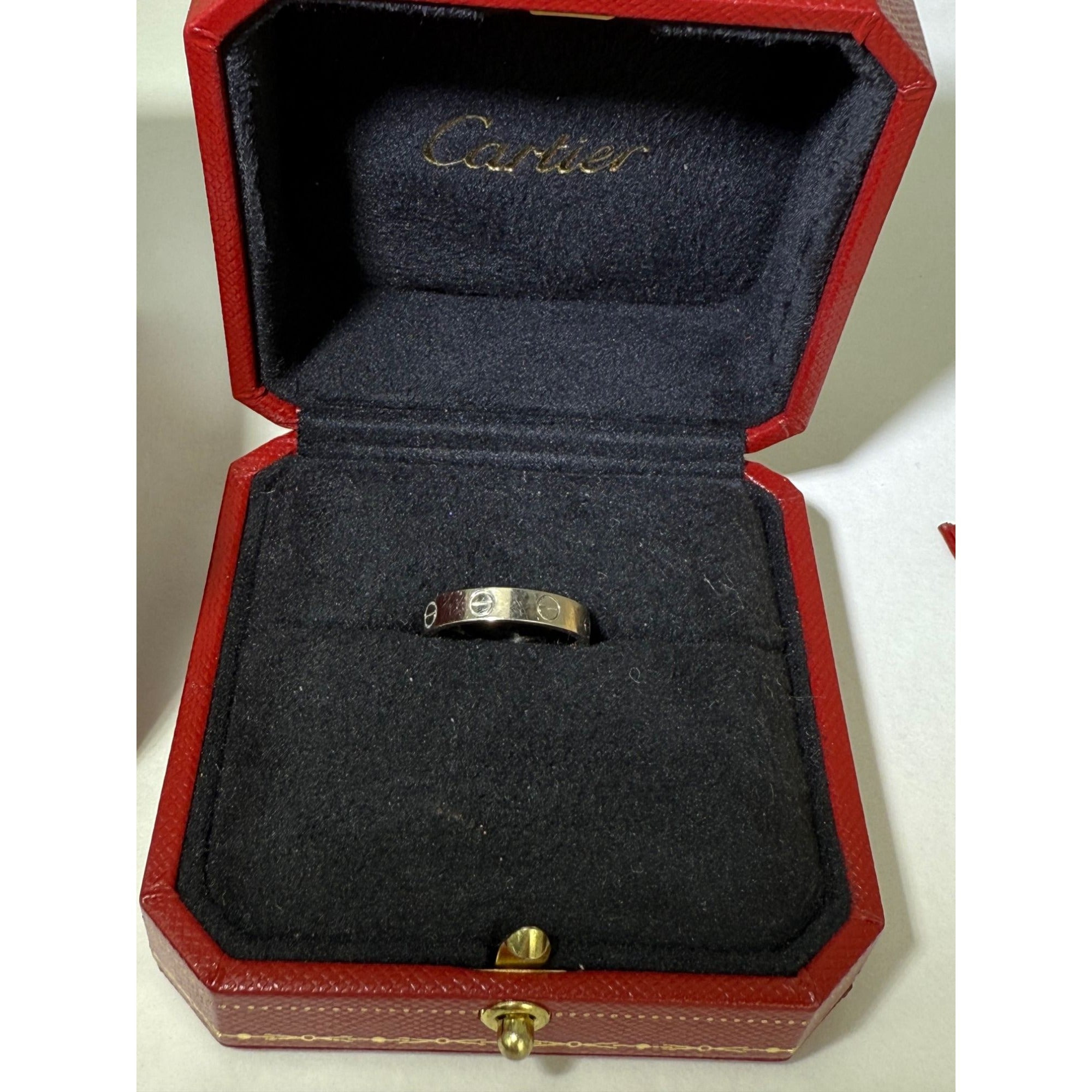 Cartier 18 K White Gold Love Small Model Wedding Band Ring Size 6 USA - 9