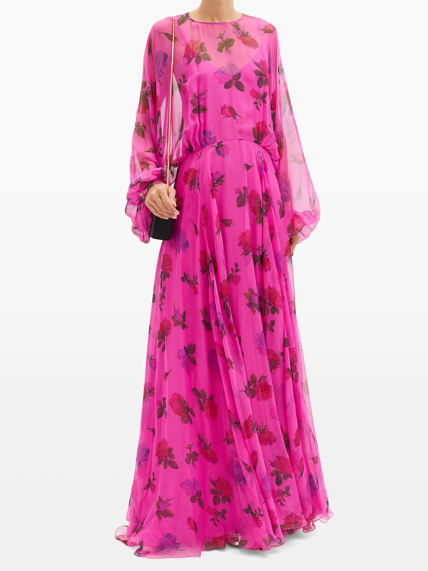 Balloon-sleeve floral-print silk-organza gown - 2