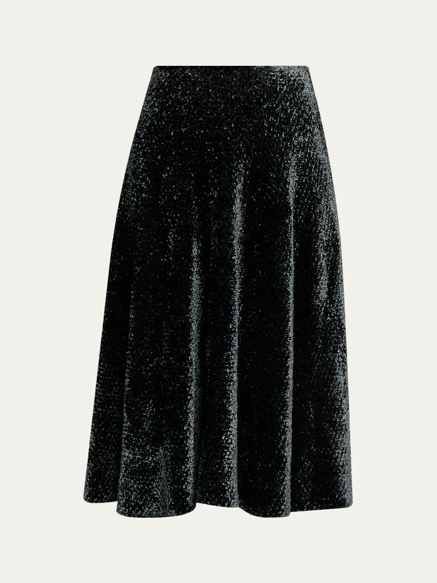 Velvet A-Line Midi Skirt - 1