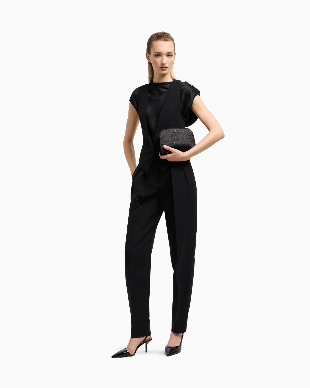 GLITTER SILK CADY TROUSERS WITH PLEATS - 2