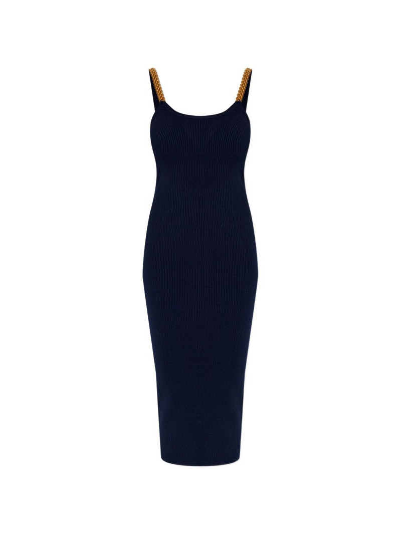 chain-strap ribbed midi dress 1