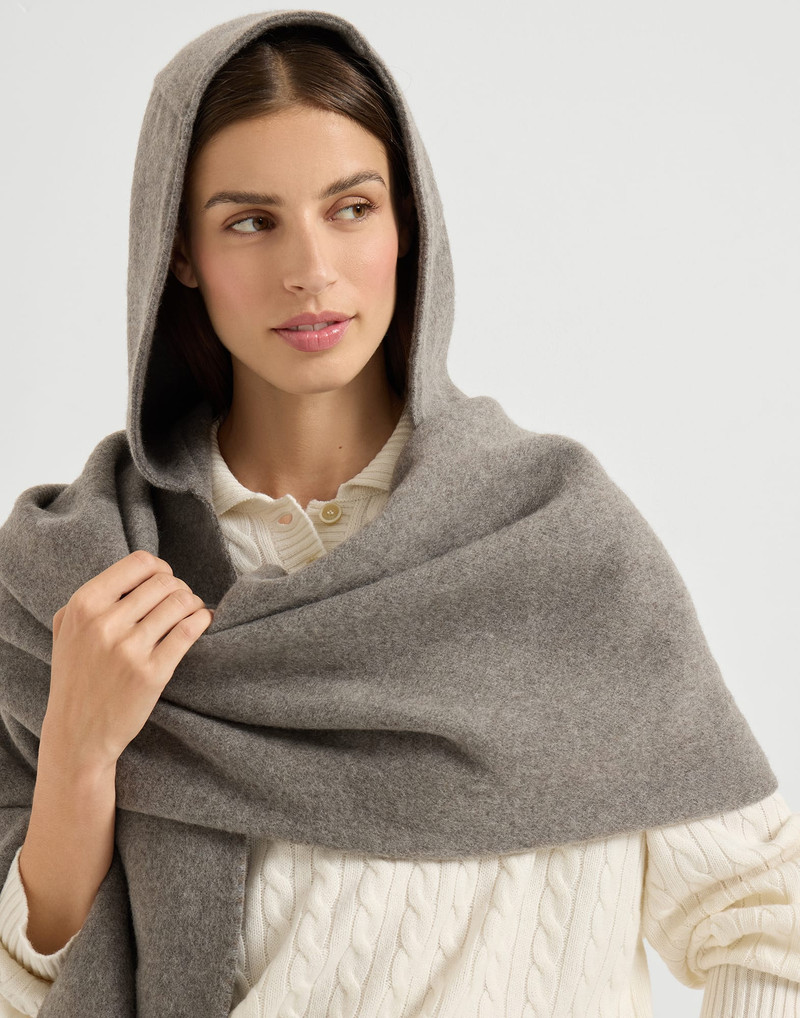 Hooded wool and cashmere knit scarf 4