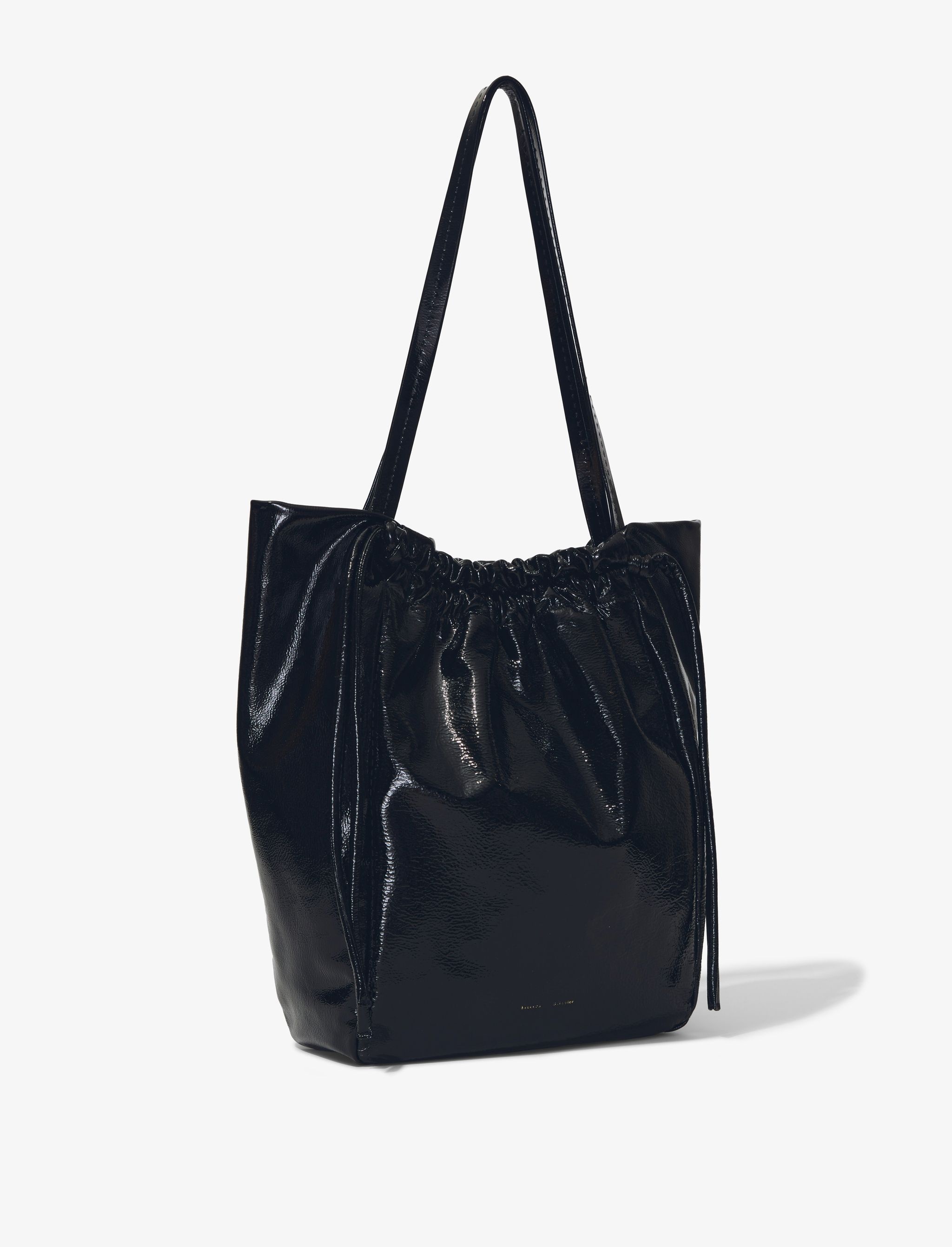 Crinkled Patent Drawstring Tote - 2