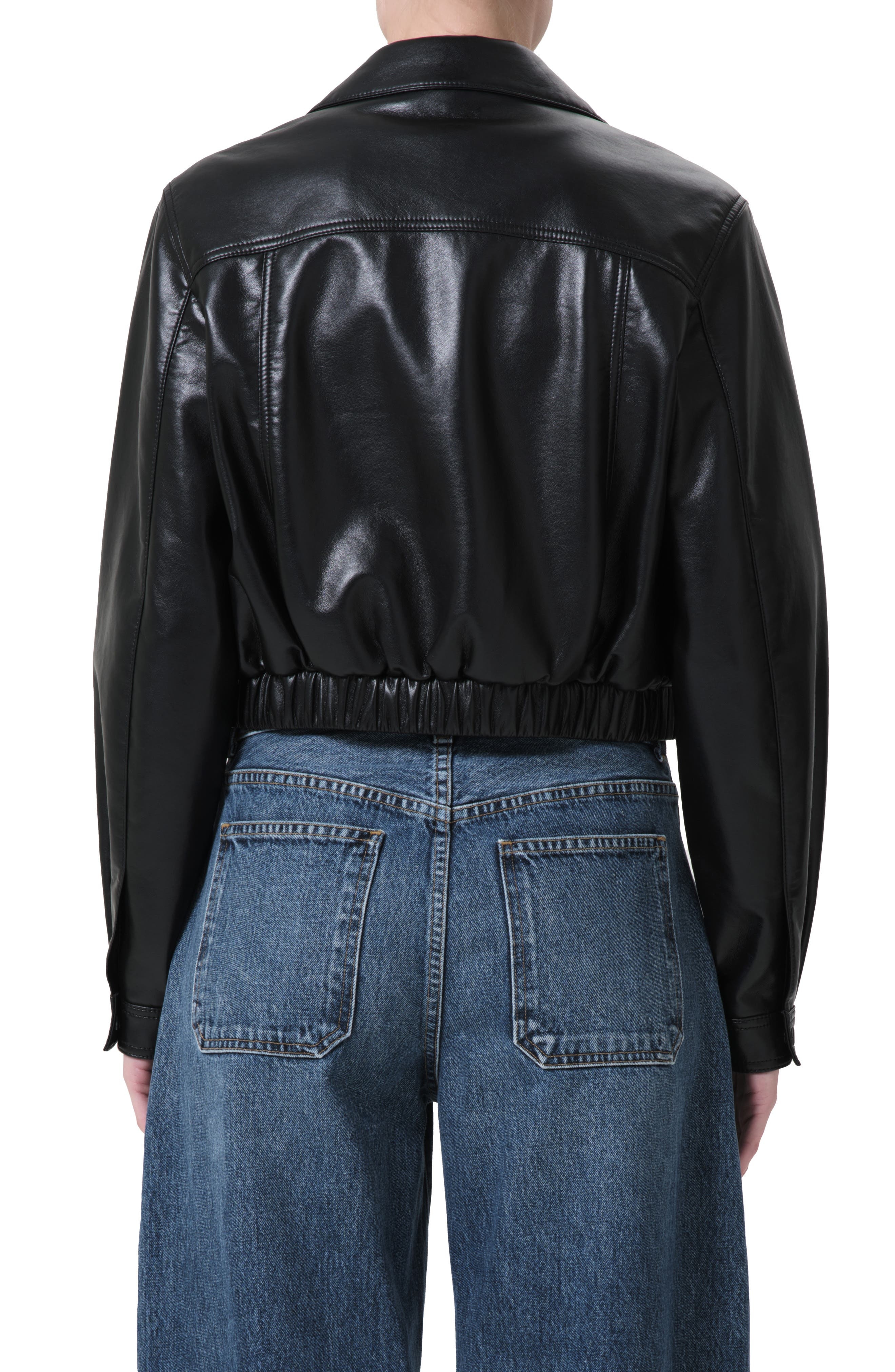 AGOLDE Essie Recycled Leather Crop Jacket in Black at Nordstrom - 2