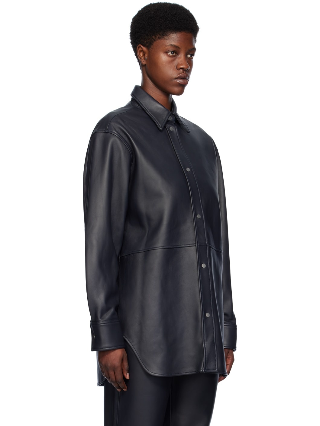 【関税込み】Studio Nicholson ブラック Santos レザーシャツ Studio Nicholson Black Santos Leather Shirt | REVERSIBLE