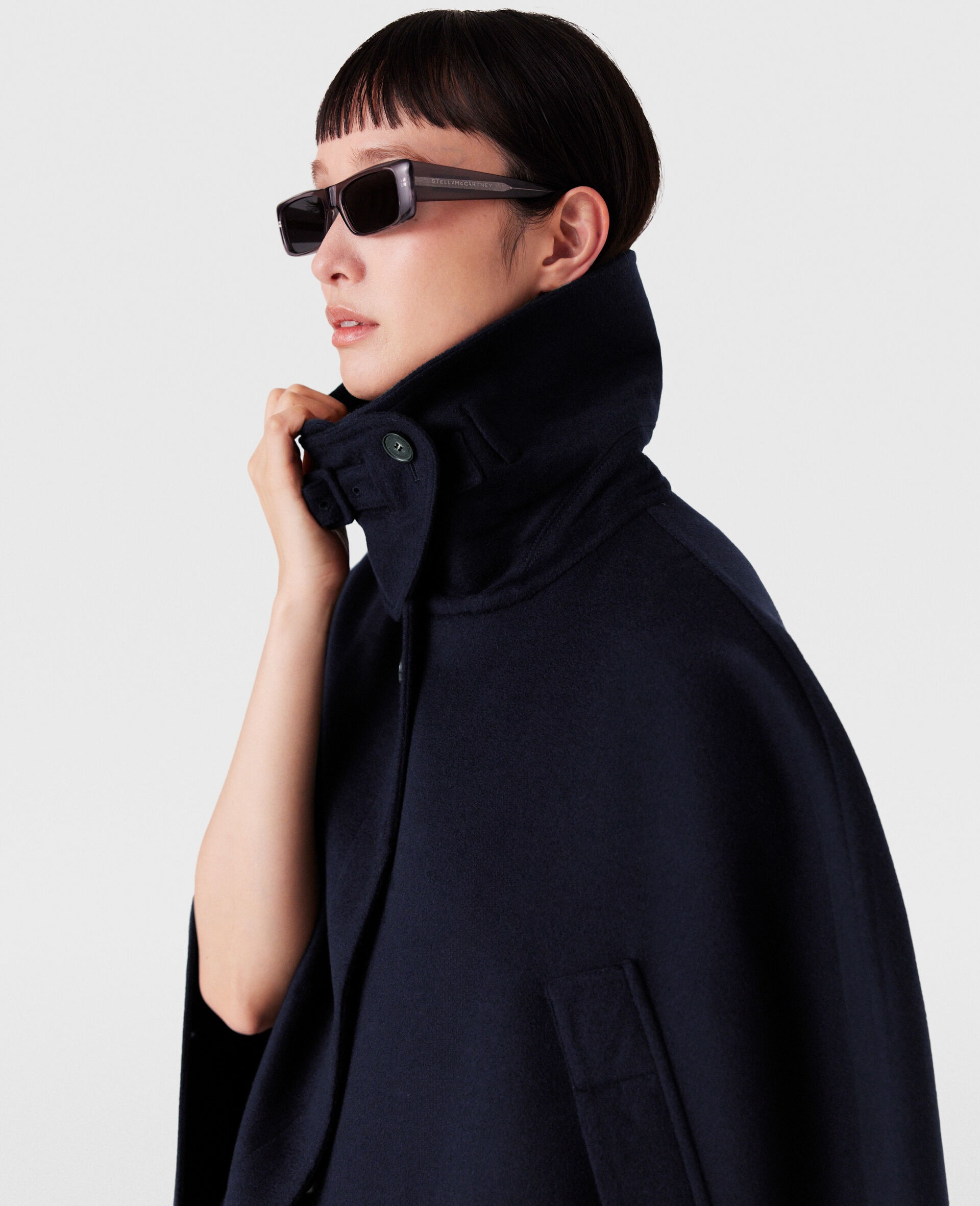 High-Neck Button-Up Cape - 3