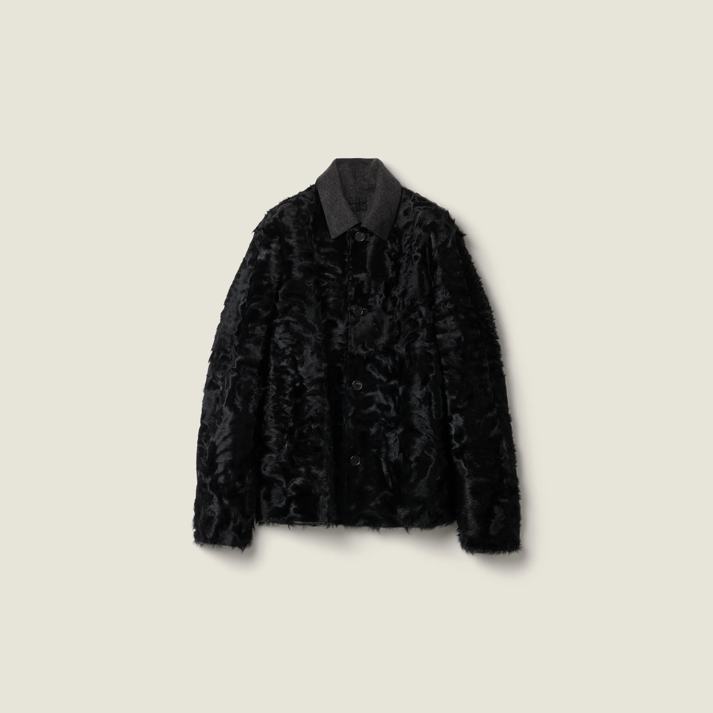 Reversible single-breasted wool and Chekiang fur coat - 1
