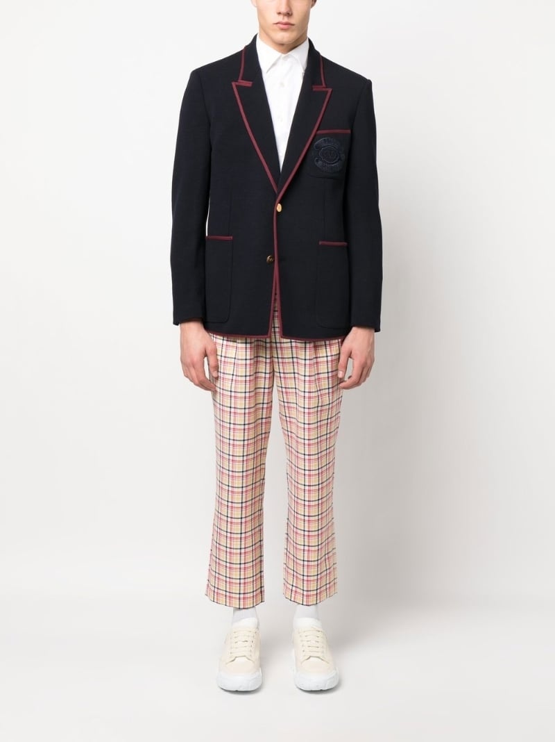 embroidered-crest tailored blazer - 2