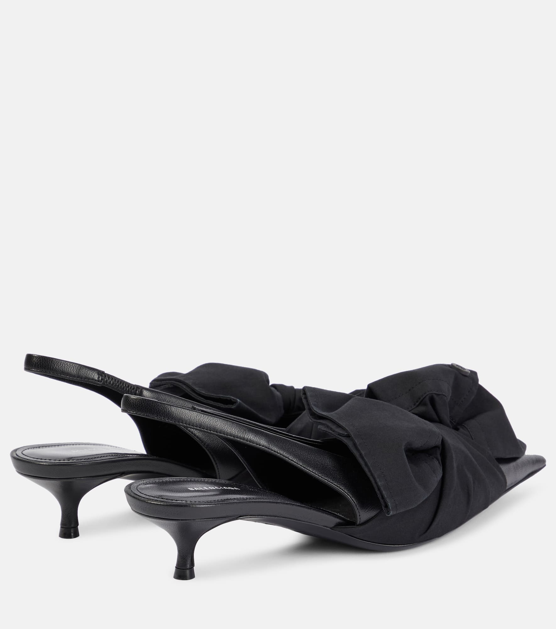 Bow-detail leather slingback pumps - 3