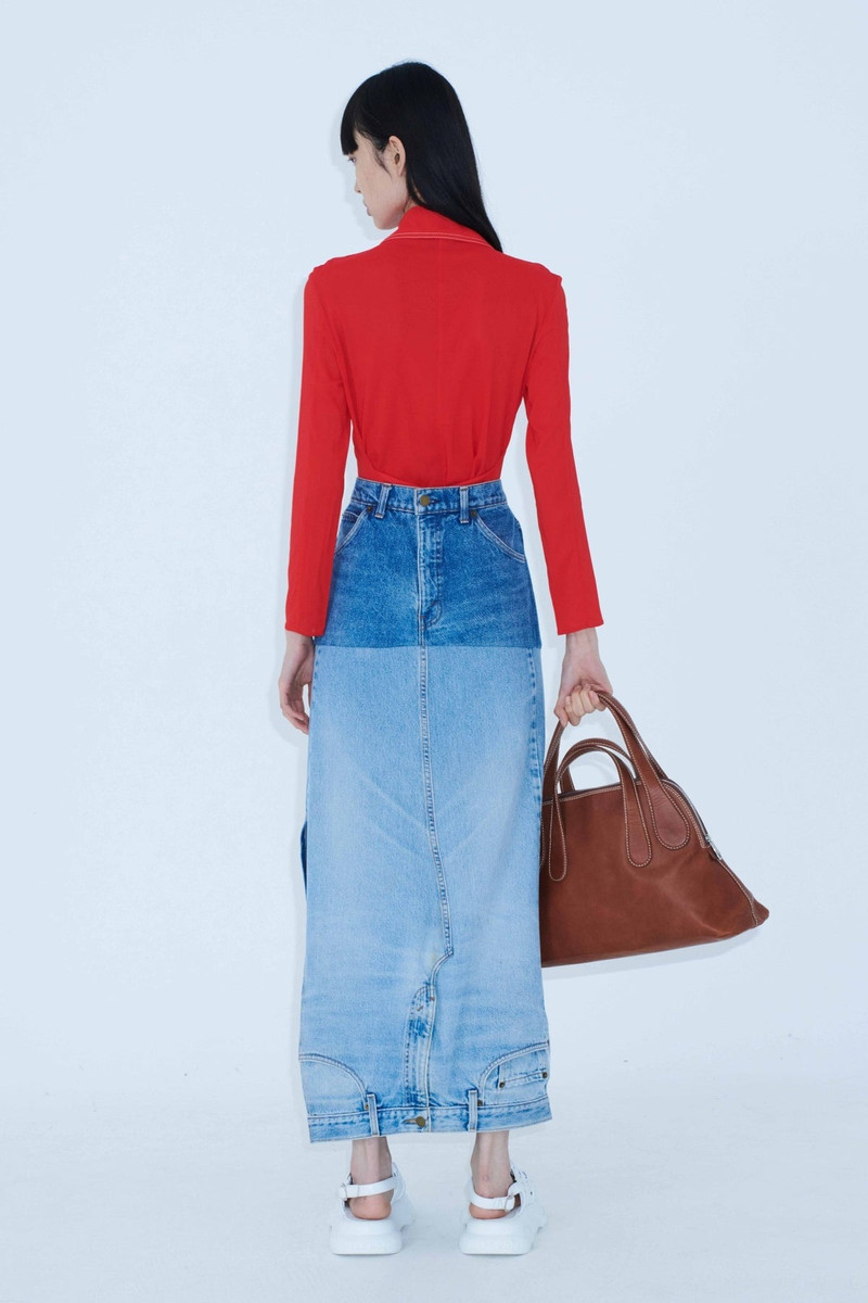 UPCYCLED DENIM MIRROR EFFECT SKIRT BLUE DENIM 5