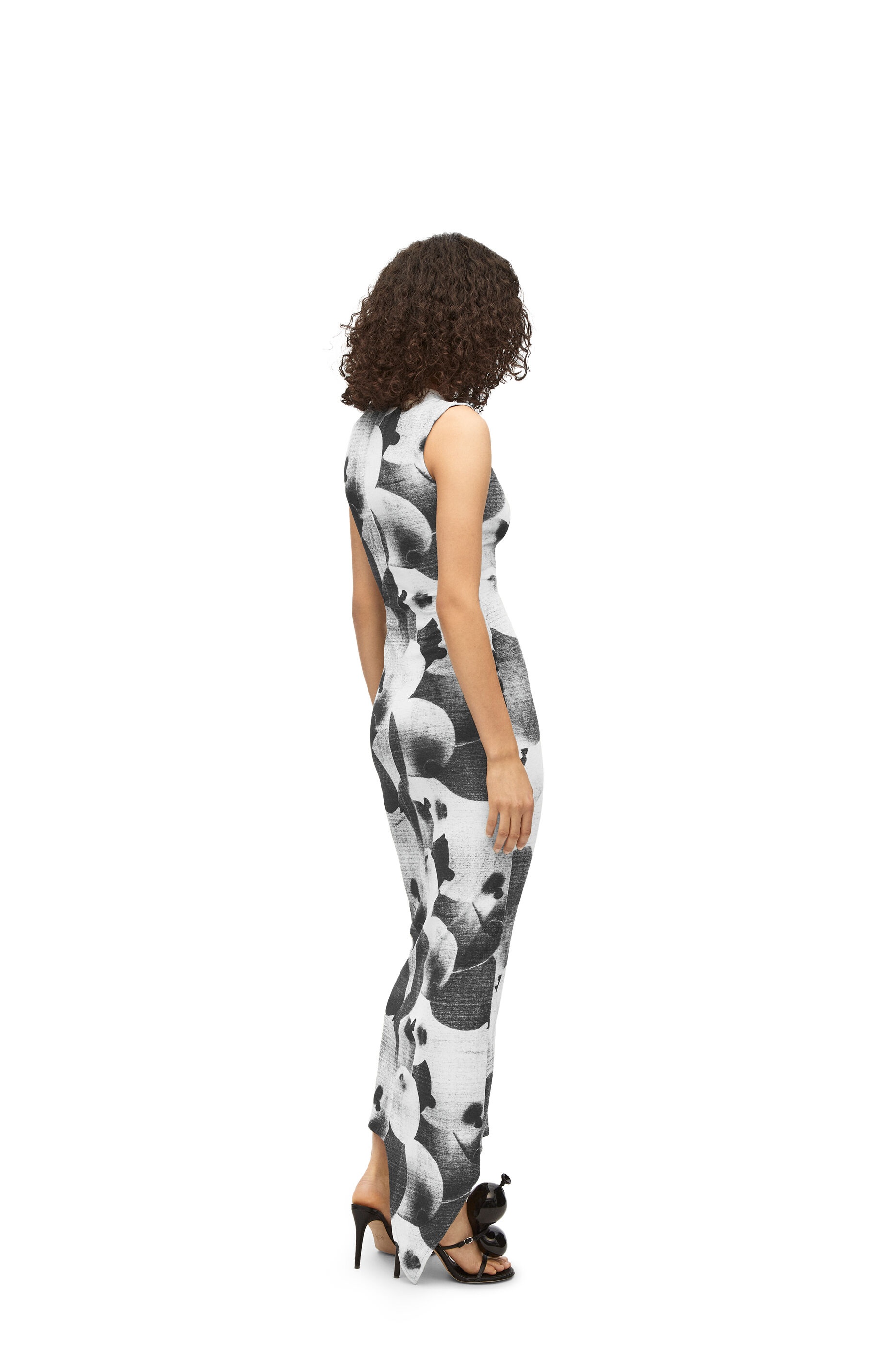 Balloon print dress in velvet - 3