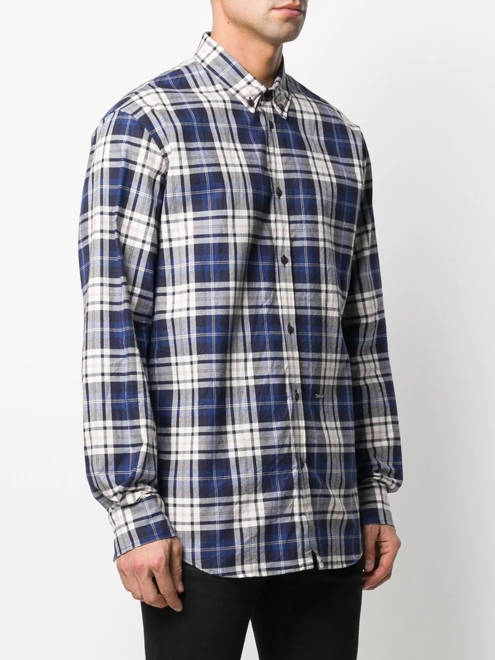 check-pattern long-sleeve shirt - 3