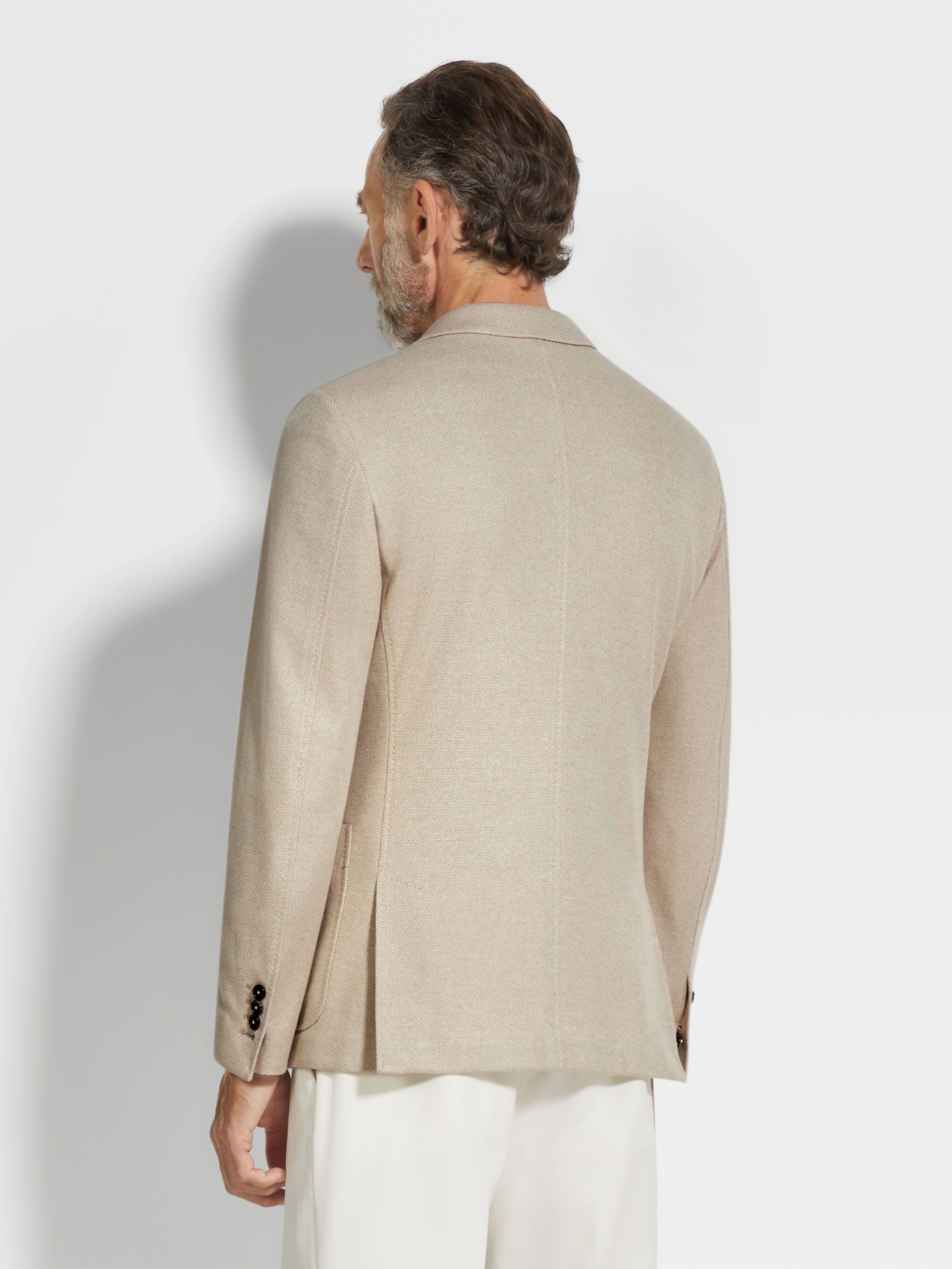 LIGHT TAUPE JERSEYWEAR COTTON JACKET - 5