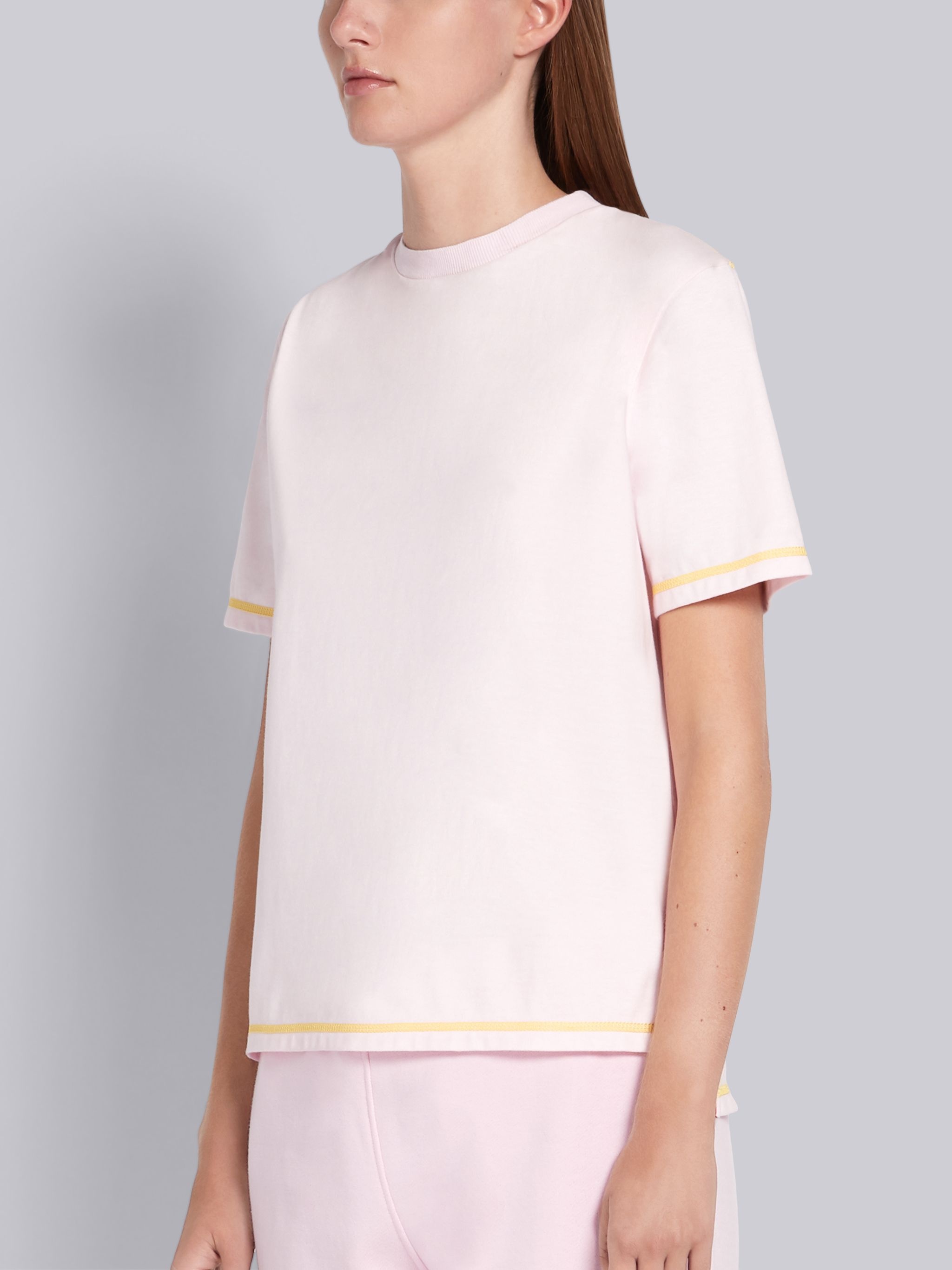 Pink Weight Jersey Contrast Stitch Short Sleeve Tee - 2