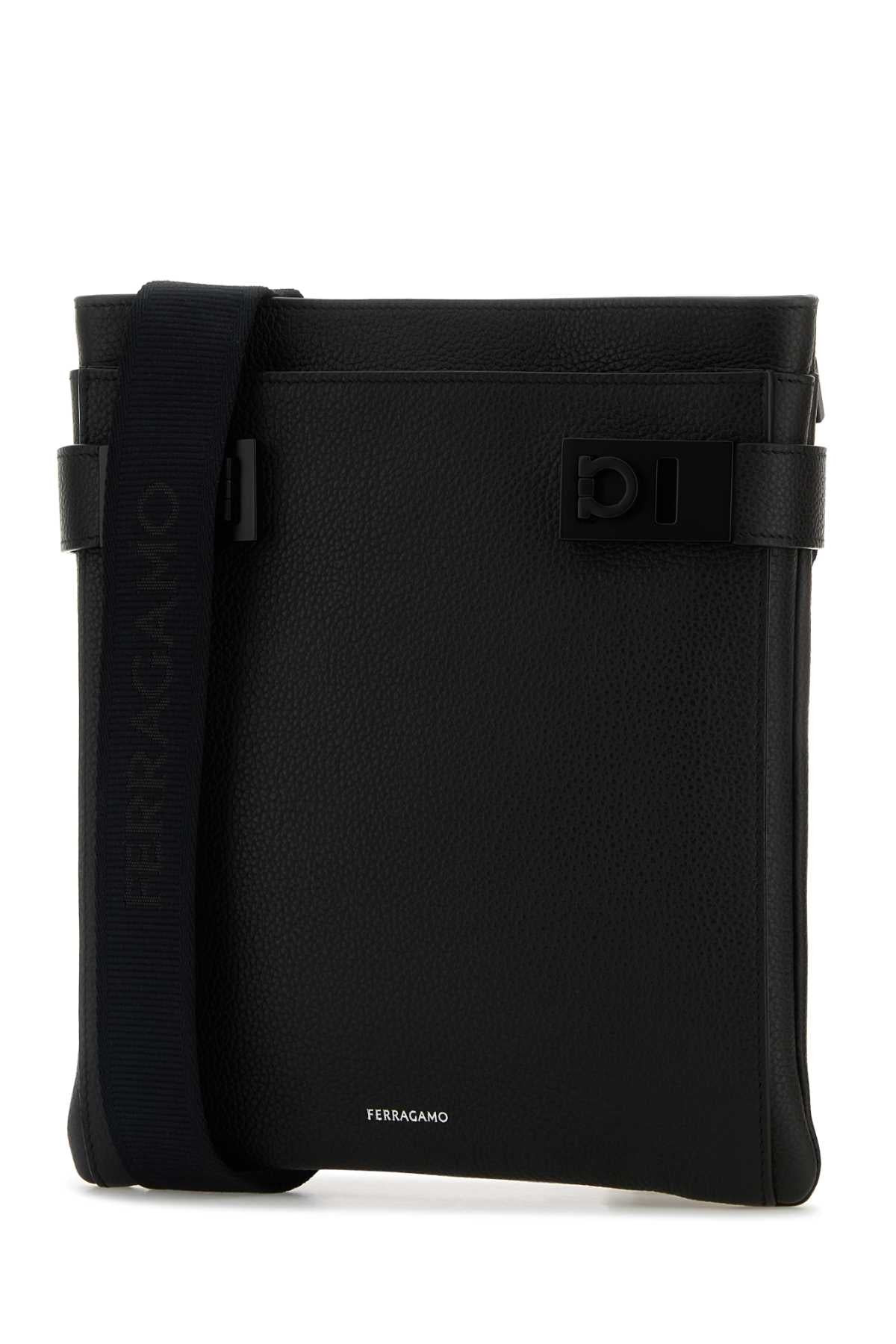 Salvatore Ferragamo Men Black Leather Crossbody Bag - 2