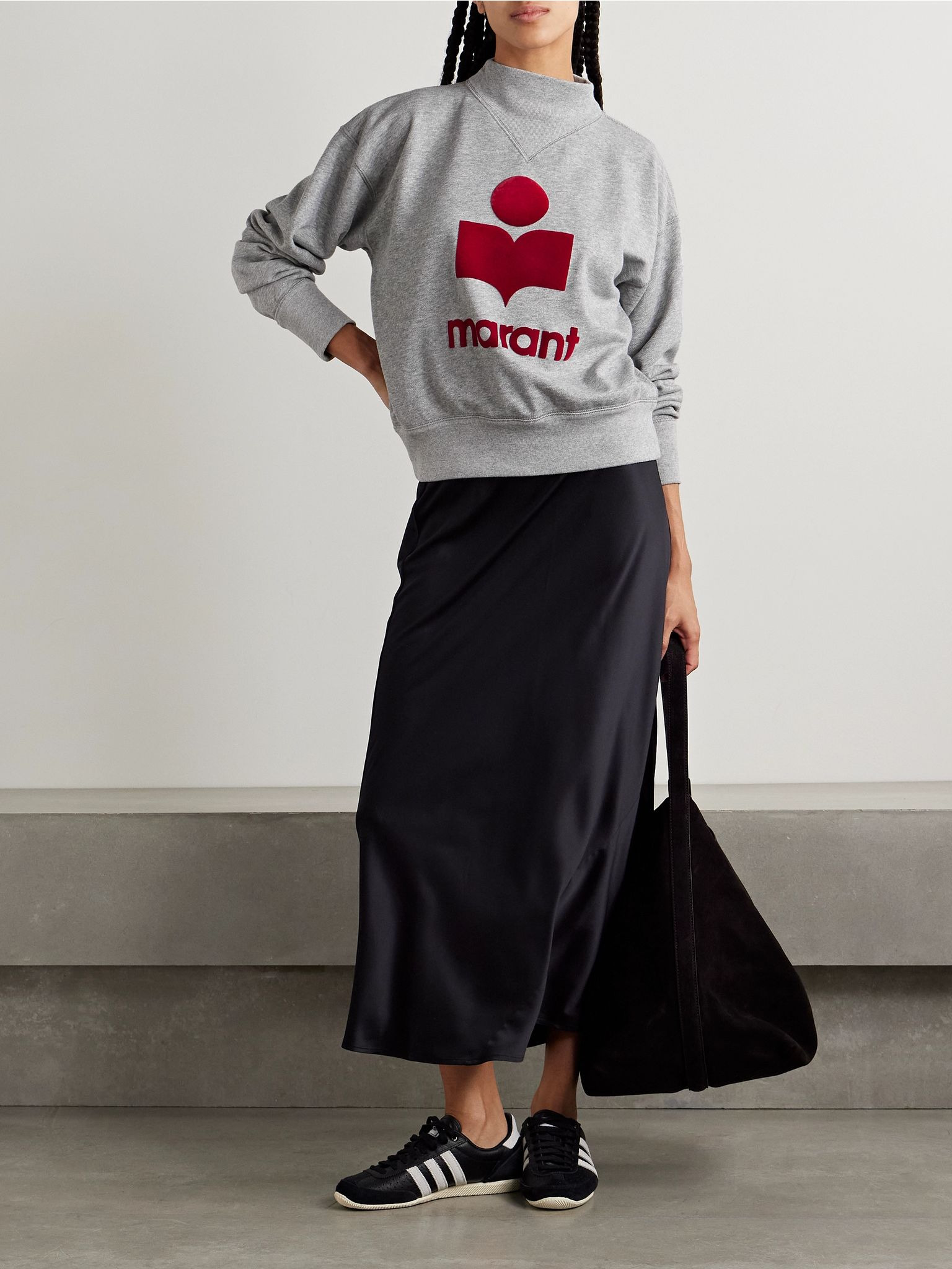 Moby flocked cotton-blend jersey sweatshirt Gray - 2
