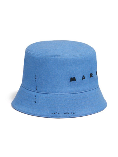 Marni logo-embroidered denim bucket hat outlook
