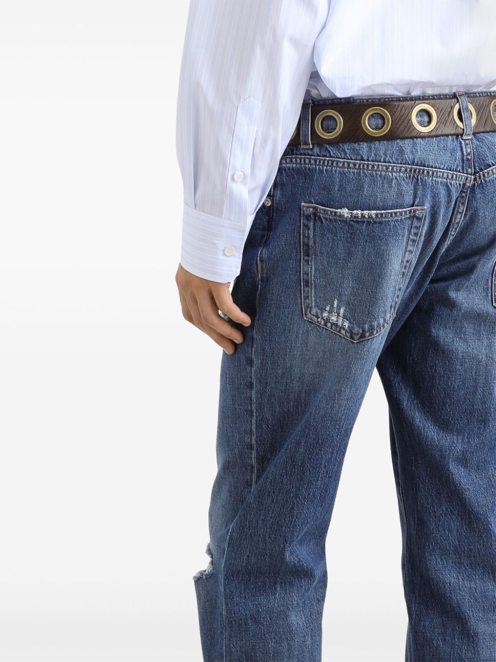 ripped straight-leg jeans - 5