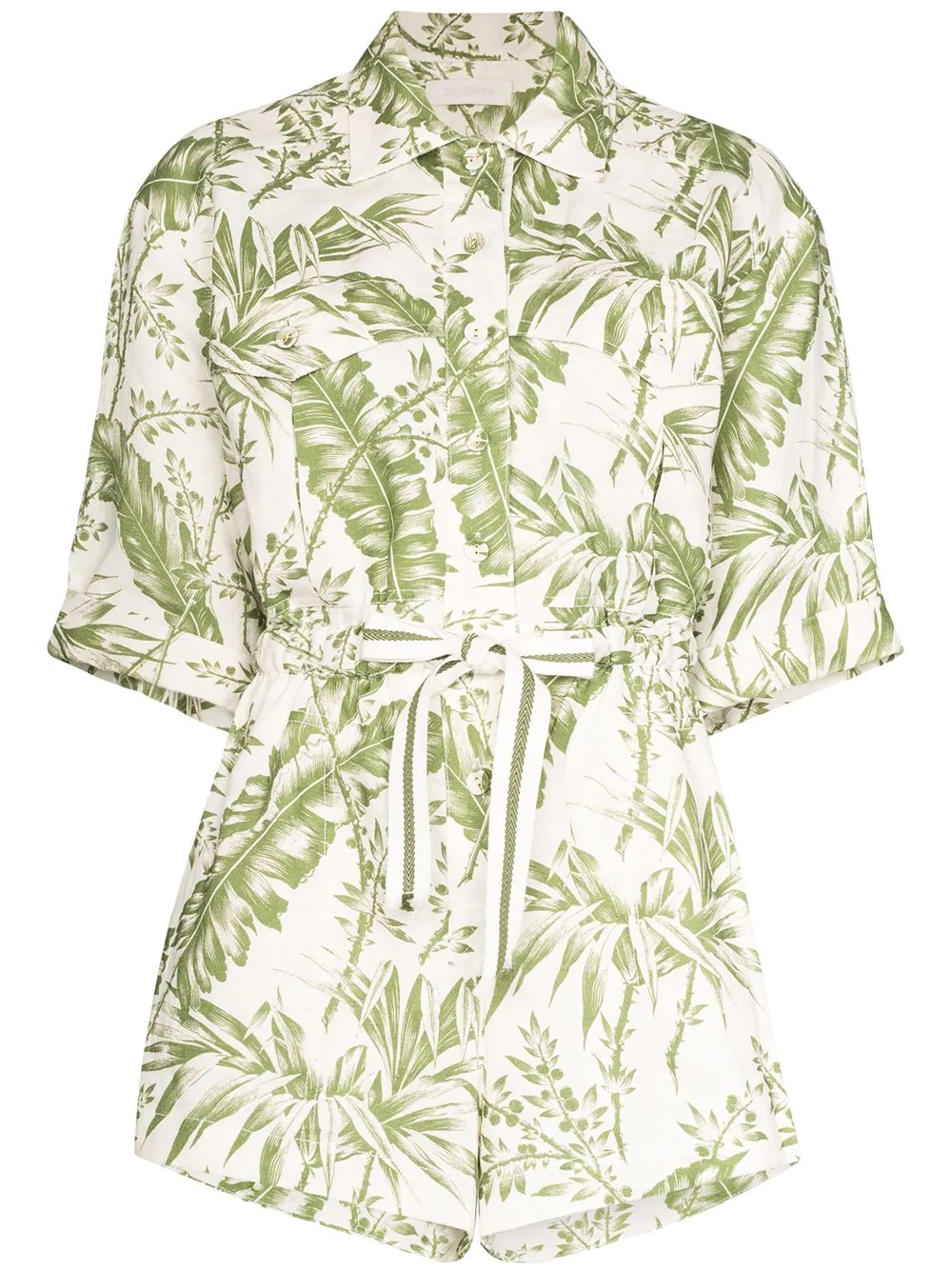 Empire leaf-print playsuit - 1