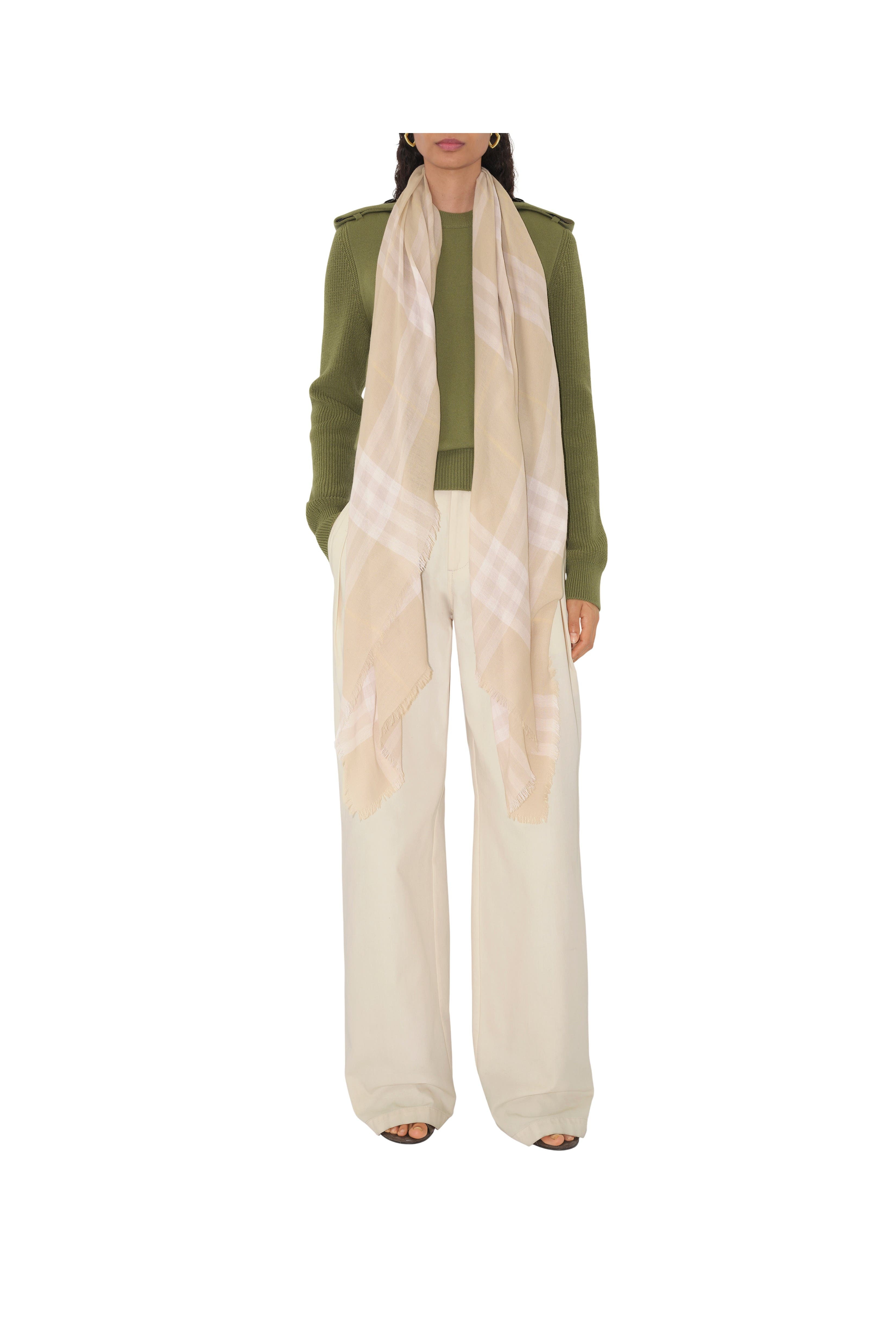 burberry Wide Check Wool Scarf in Smoke at Nordstrom - 2
