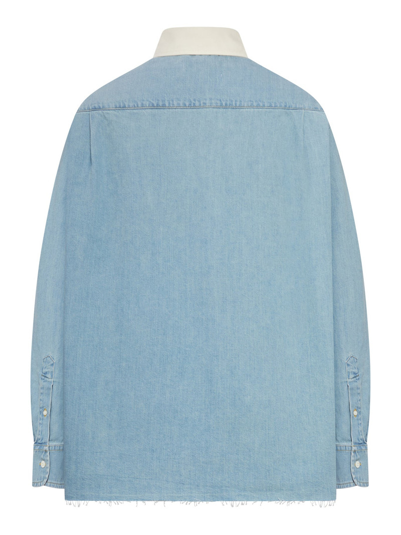 Miu Miu DENIM SHIRT WITH CONTRASTING COLLAR AND EMBROIDERED LOGO outlook