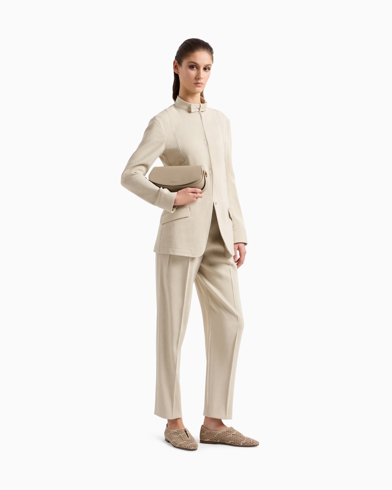 SINGLE-BREASTED JACKET IN A CANNETÉ COTTON AND VISCOSE - 2