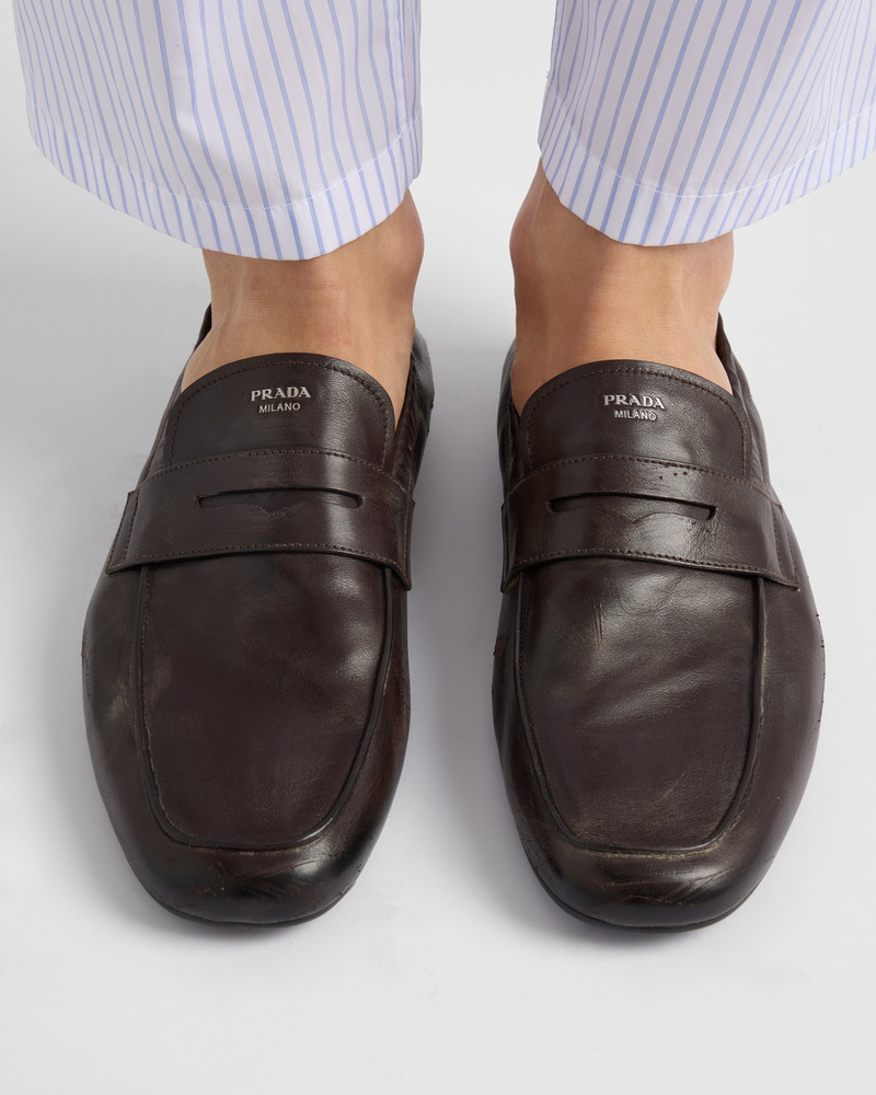 Prada Shuffle antiqued leather loafers outlook