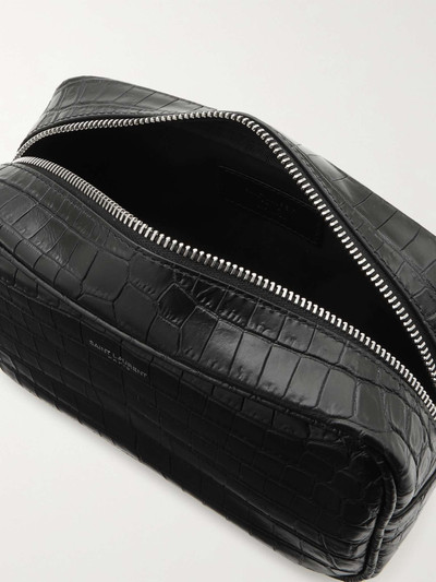 SAINT LAURENT Croc-Effect Leather Wash Bag outlook