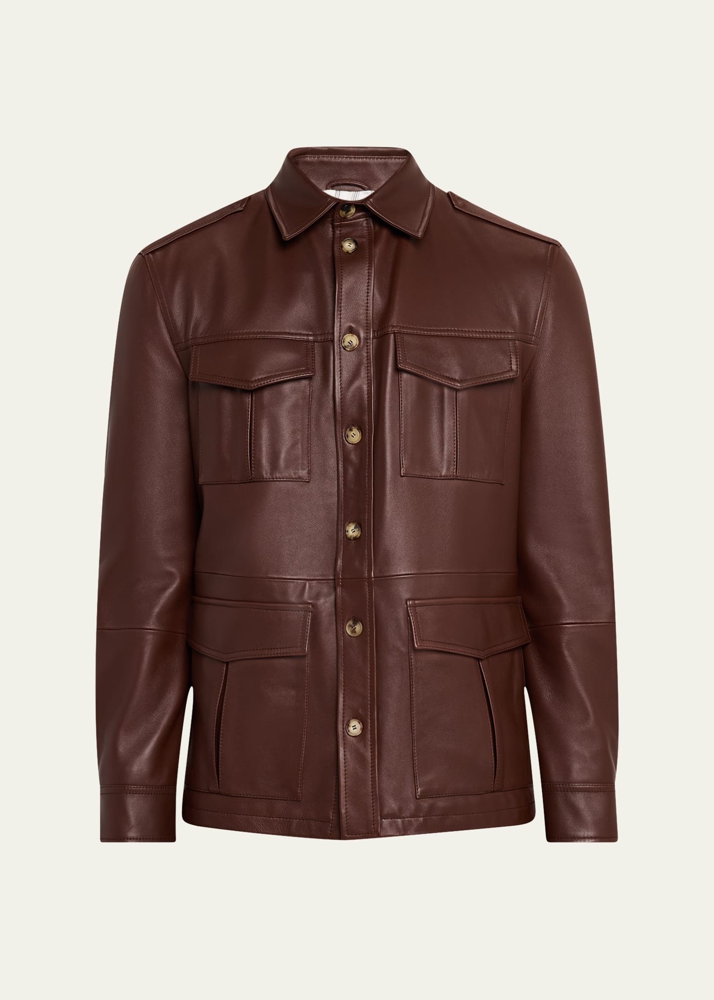Men's Leather Safari Jacket - 1