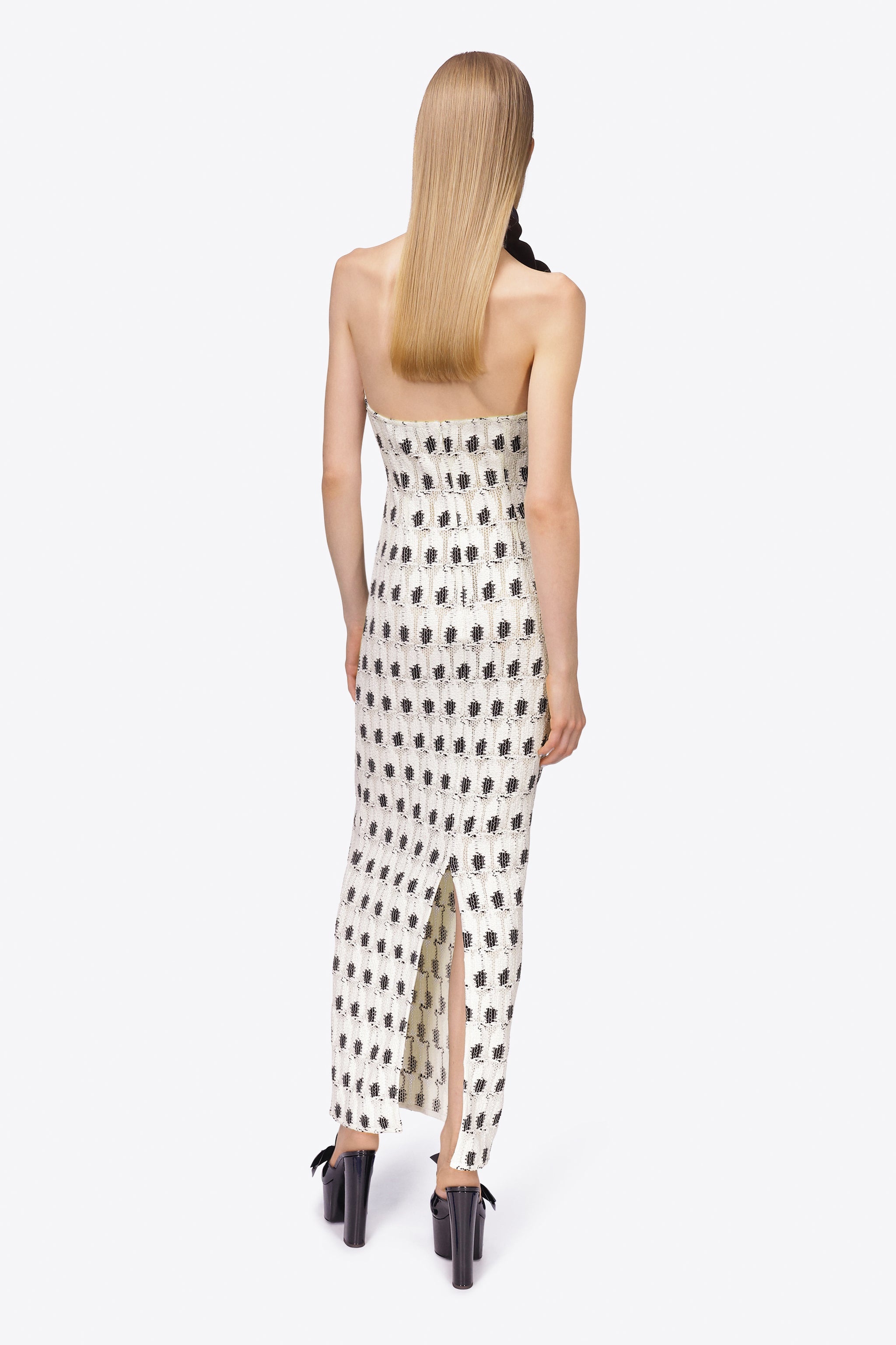 CROCHET EYE HALTER MIDI DRESS - 6
