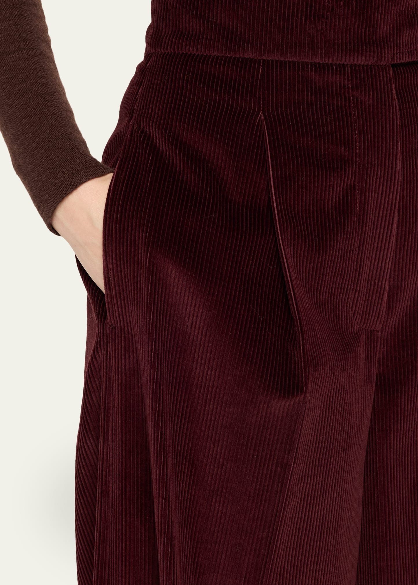 Cherry Wide-Leg Cotton Corduroy Pants - 5