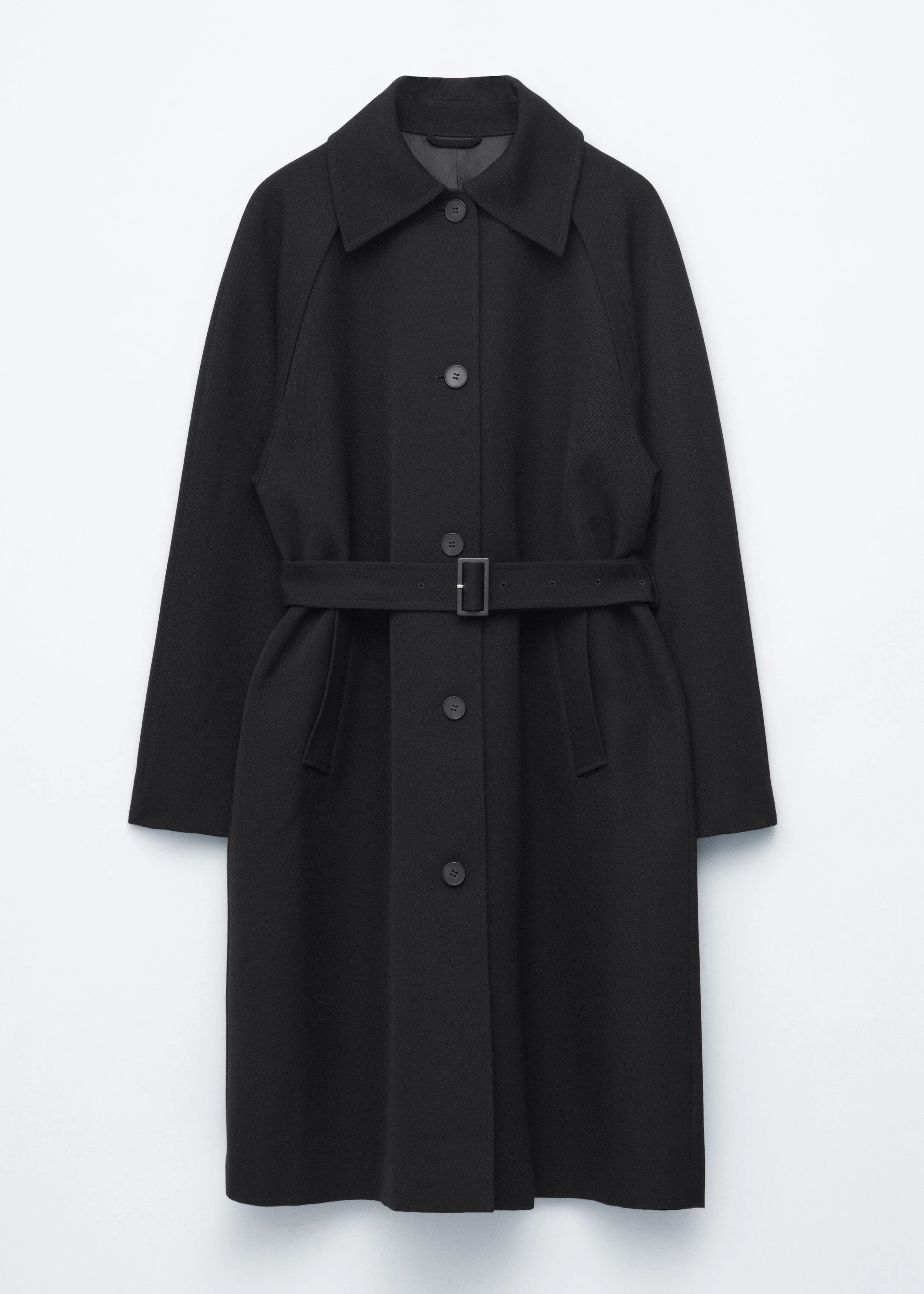 Tie-Belt Wool Trench Coat - 1