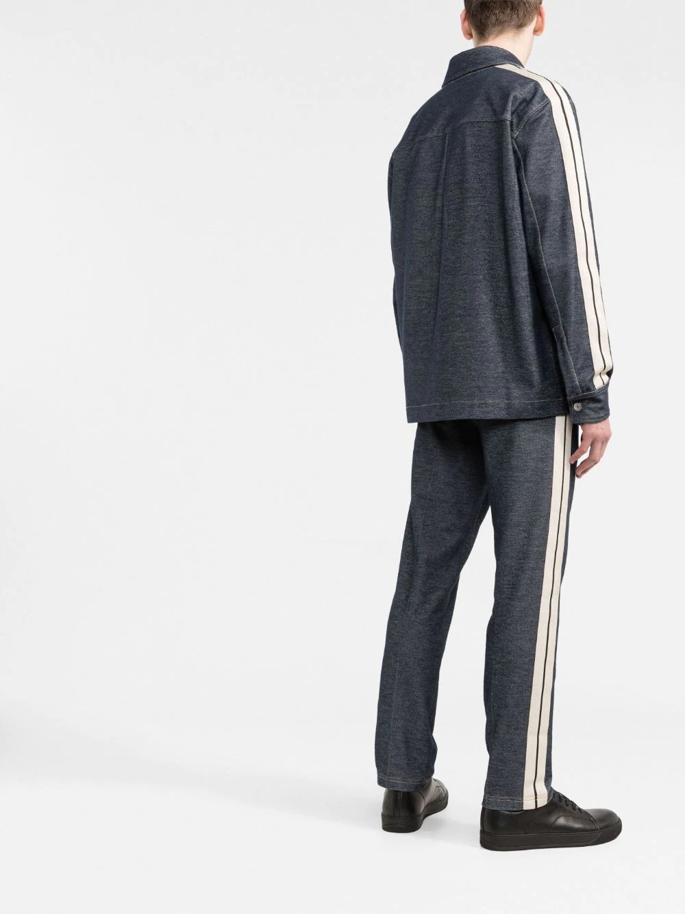 denim-effect track shirt - 4