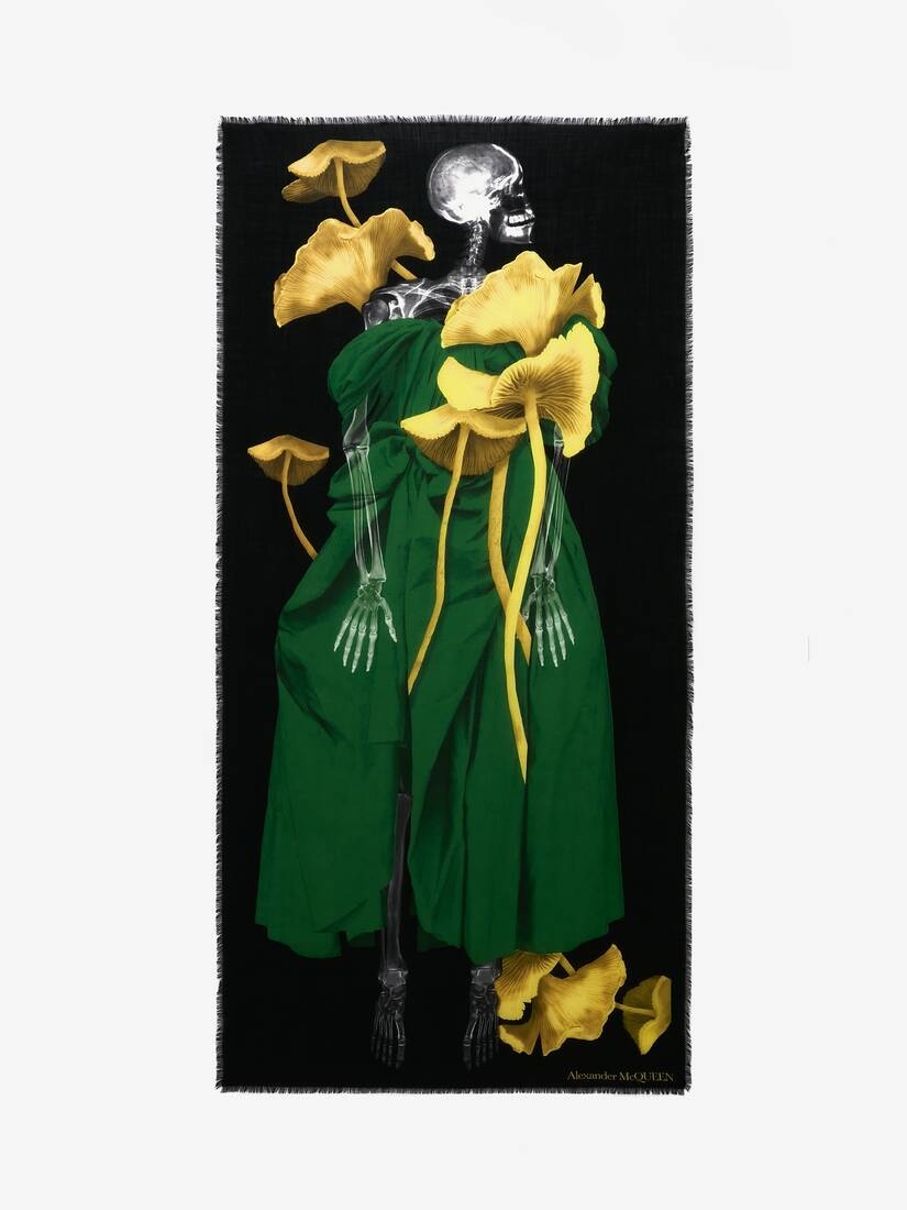 Women's Skeleton Mushroom Shawl in Black/green - 1