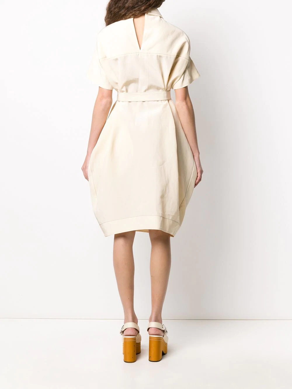 crinkled effect belted shirt dress - 4