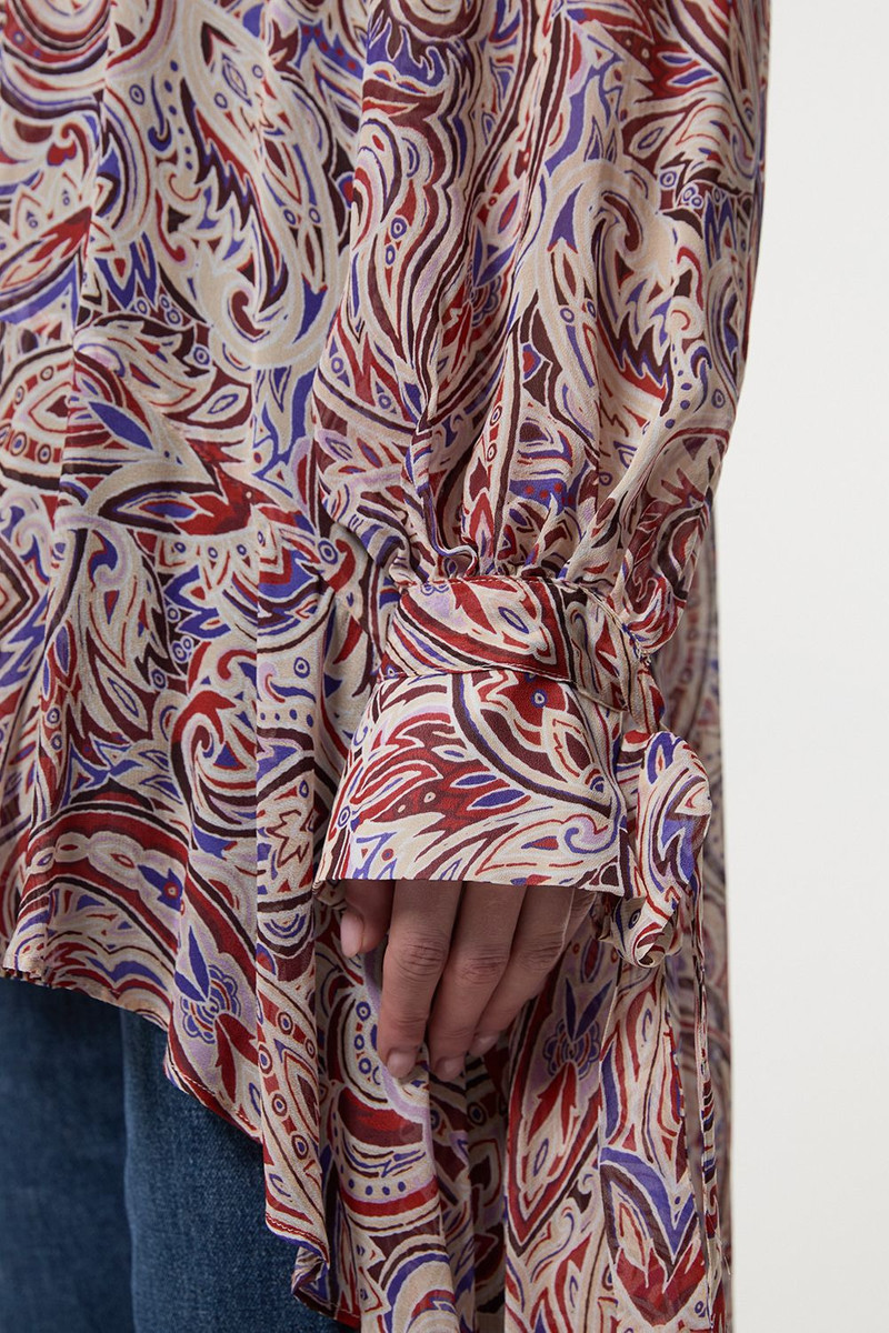 Petite Viscose Crinkle Paisley Frill Detail Tunic 3