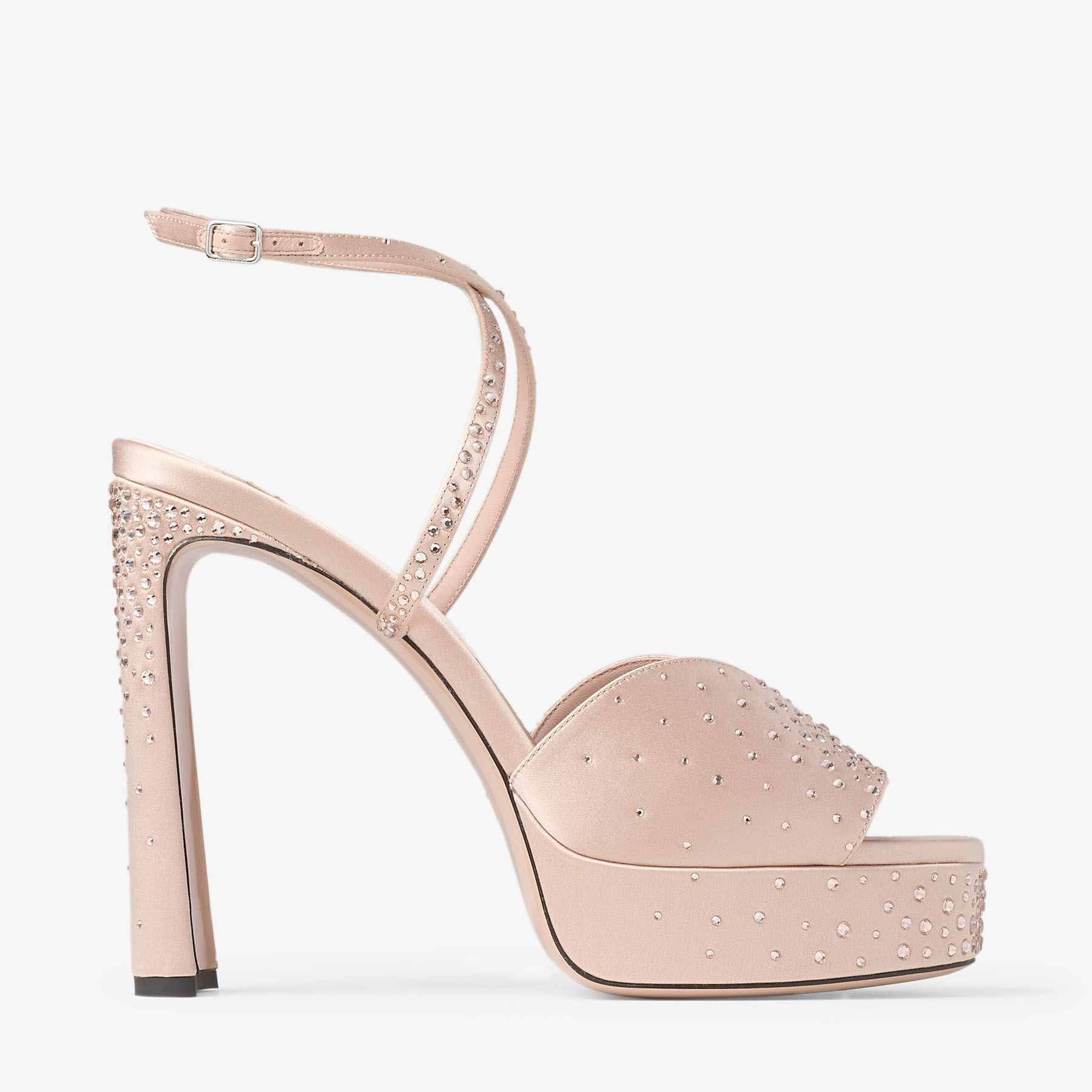 Karli Platform 125
Macaron Satin Platform Sandals with Crystal Hotfix - 1