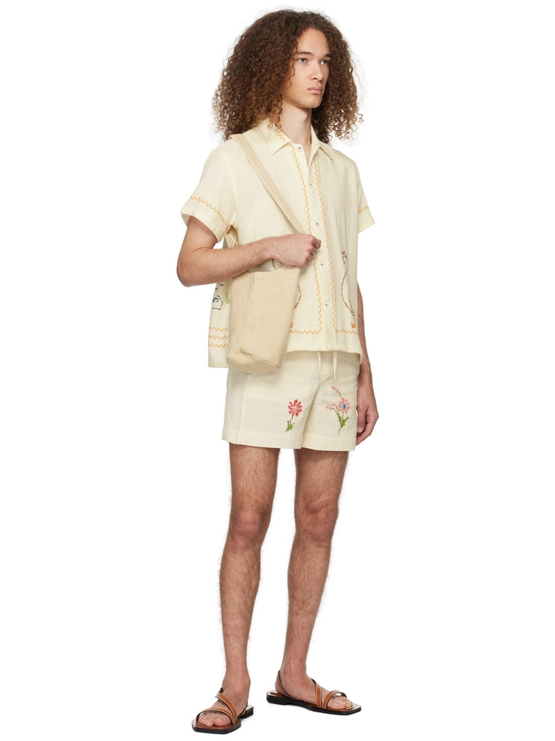 HARAGO Off-White Cross-Stitch Shorts outlook